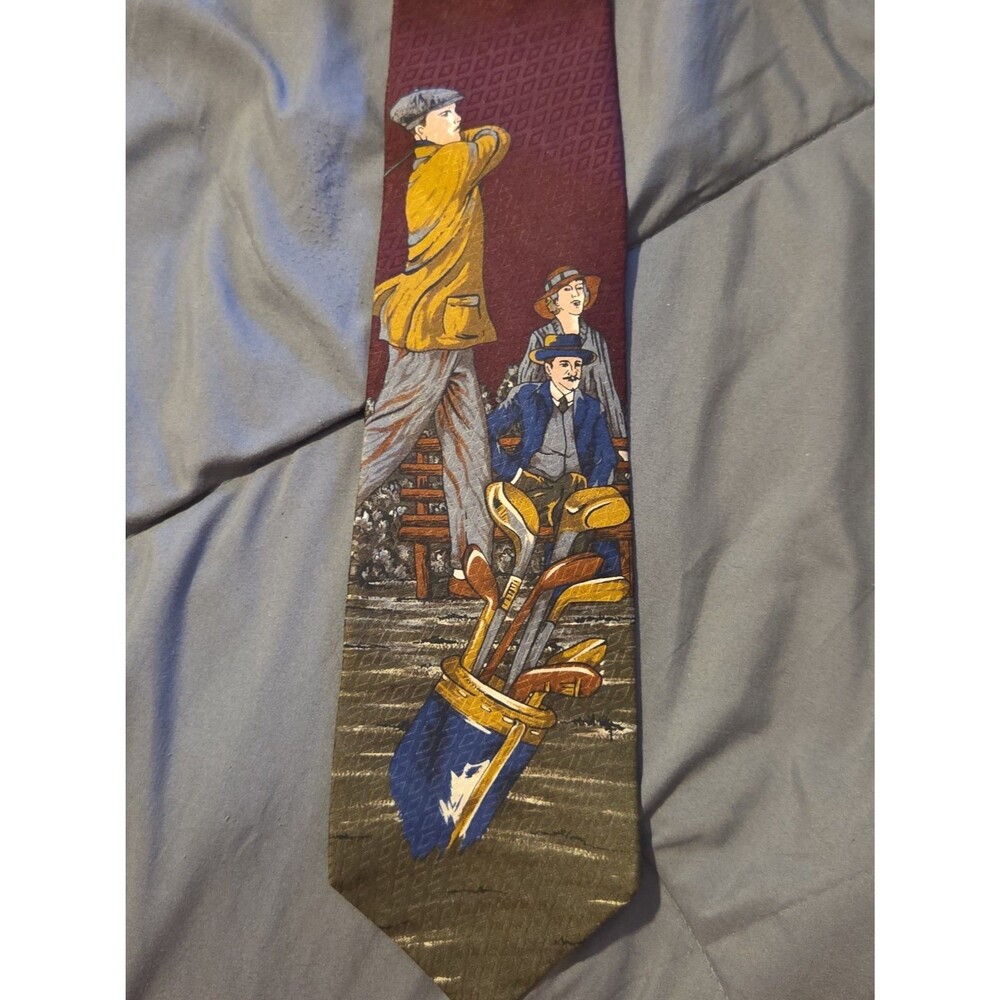 Pattinni Golf Necktie 100% Silk Made USA Golfer Golf Clubs Novelty Tie